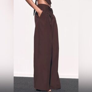 Zara Linen Viscose brown trousers - black label